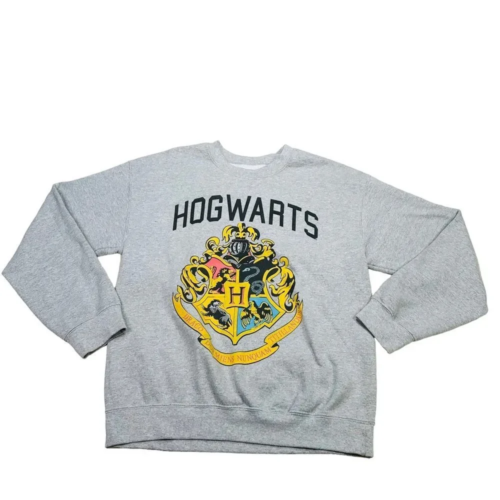 Harry Potter Heather Gray Hogwarts Crest Sweatshirt - Size Medium - Picture 8 of 11